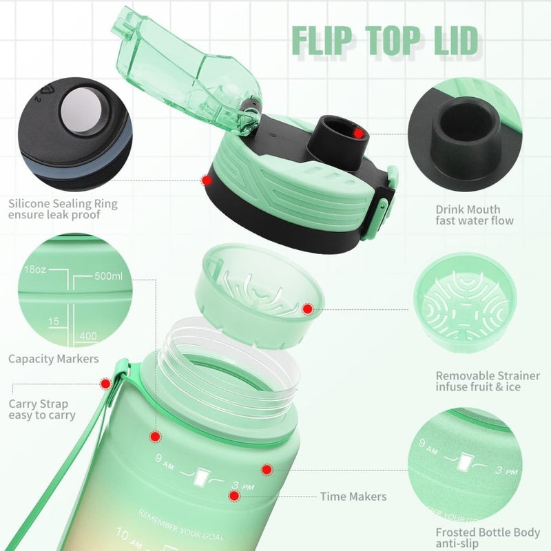 Laad afbeelding in Galerijviewer, 💧 Blijf gehydrateerd met deze BPA - vrije sportfles met tijdmarkering! - happygetfit.com
