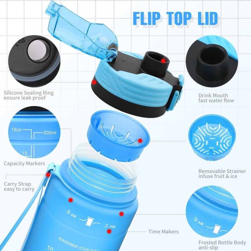 Laad afbeelding in Galerijviewer, 💧 Blijf gehydrateerd met deze BPA - vrije sportfles met tijdmarkering! - happygetfit.com

