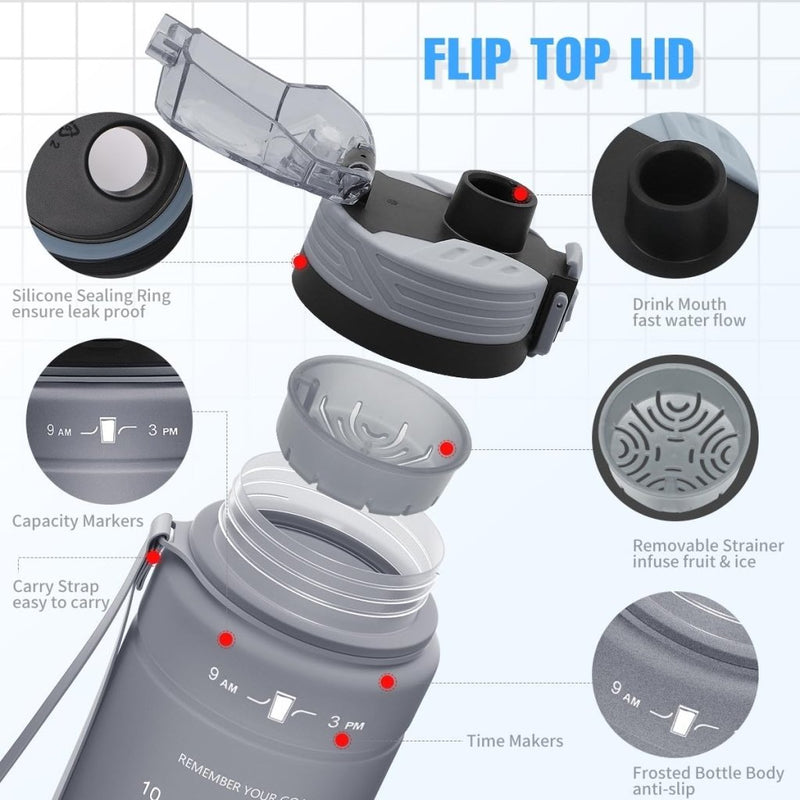Laad afbeelding in Galerijviewer, 💧 Blijf gehydrateerd met deze BPA - vrije sportfles met tijdmarkering! - happygetfit.com
