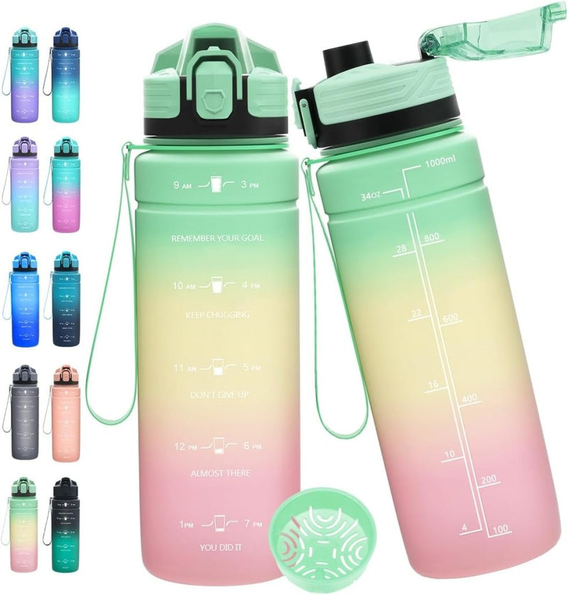 Laad afbeelding in Galerijviewer, 💧 Blijf gehydrateerd met deze BPA - vrije sportfles met tijdmarkering! - happygetfit.com

