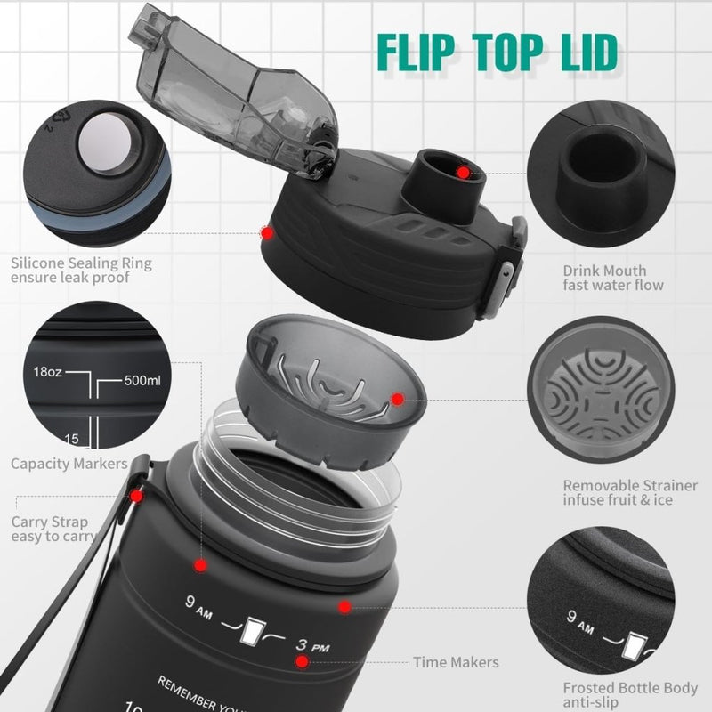 Laad afbeelding in Galerijviewer, 💧 Blijf gehydrateerd met deze BPA - vrije sportfles met tijdmarkering! - happygetfit.com
