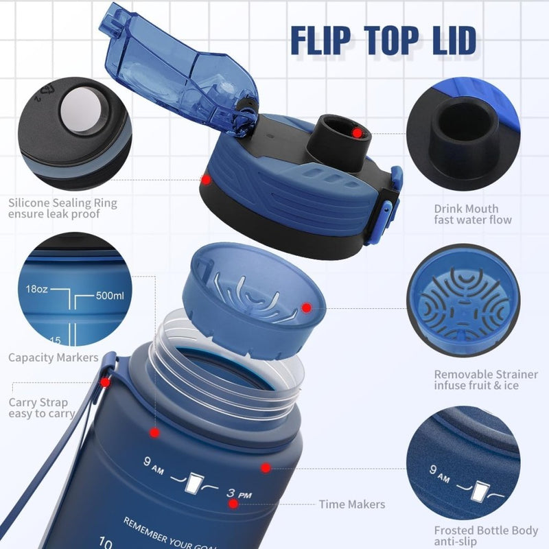 Laad afbeelding in Galerijviewer, 💧 Blijf gehydrateerd met deze BPA - vrije sportfles met tijdmarkering! - happygetfit.com
