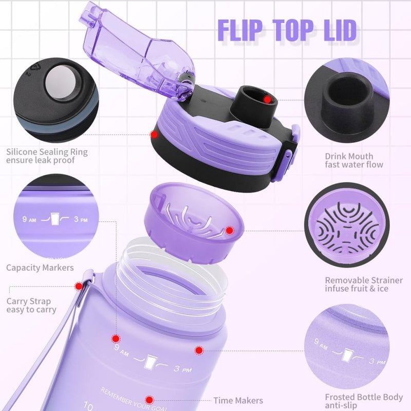 Laad afbeelding in Galerijviewer, 💧 Blijf gehydrateerd met deze BPA - vrije sportfles met tijdmarkering! - happygetfit.com
