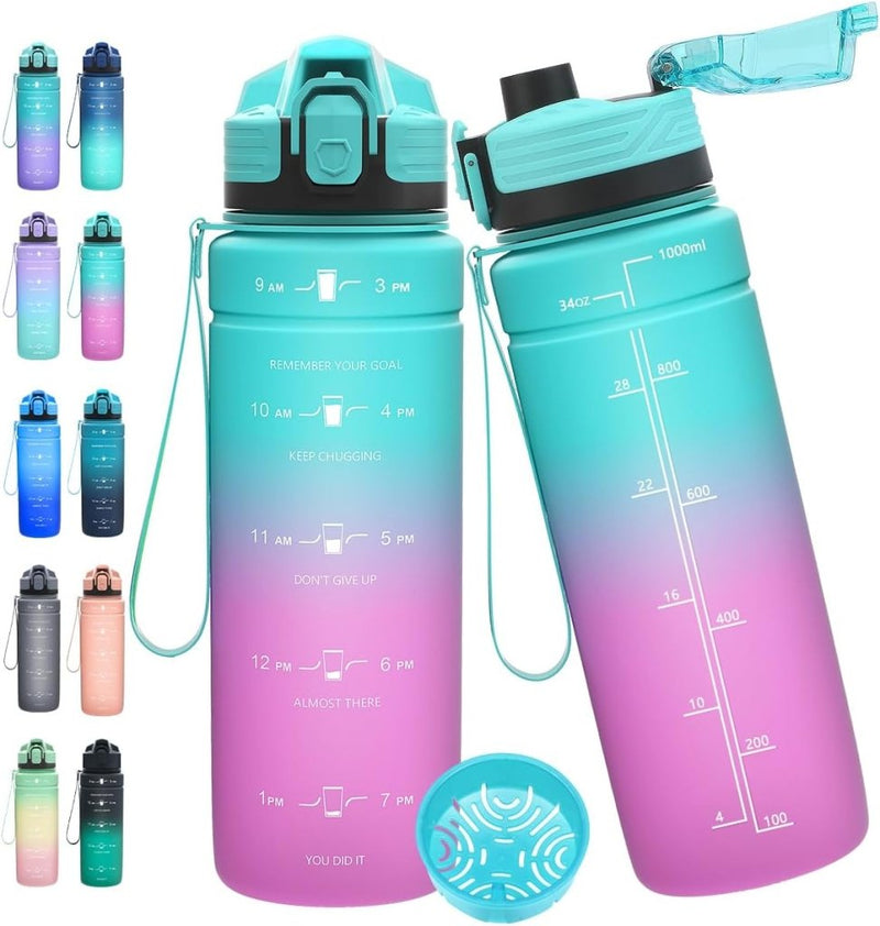 Laad afbeelding in Galerijviewer, 💧 Blijf gehydrateerd met deze BPA - vrije sportfles met tijdmarkering! - happygetfit.com
