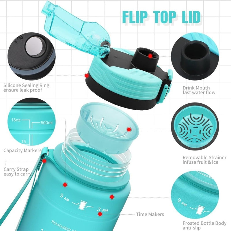 Laad afbeelding in Galerijviewer, 💧 Blijf gehydrateerd met deze BPA - vrije sportfles met tijdmarkering! - happygetfit.com
