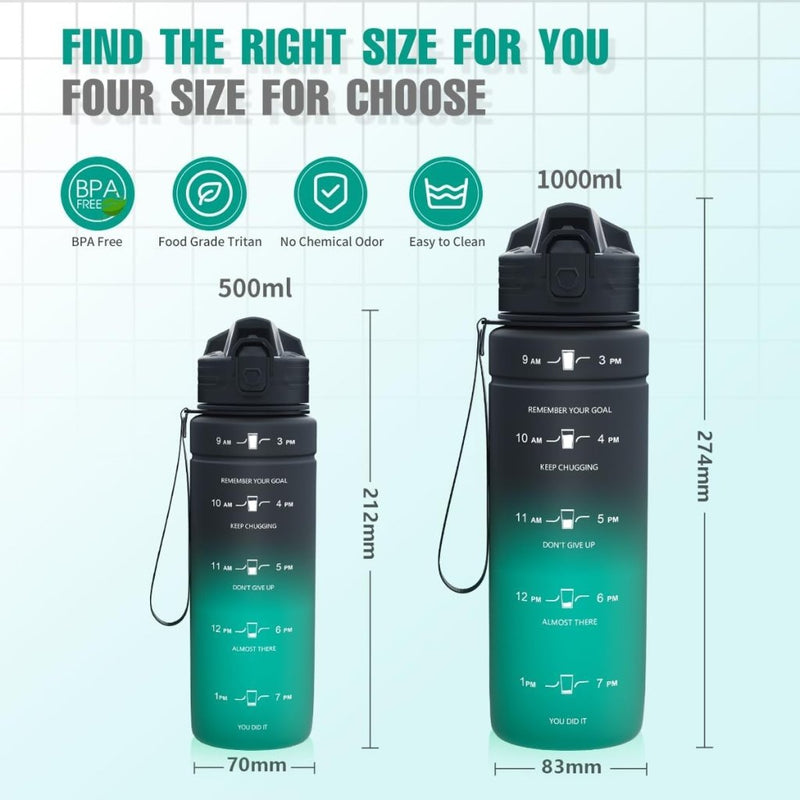 Laad afbeelding in Galerijviewer, 💧 Blijf gehydrateerd met deze BPA - vrije sportfles met tijdmarkering! - happygetfit.com
