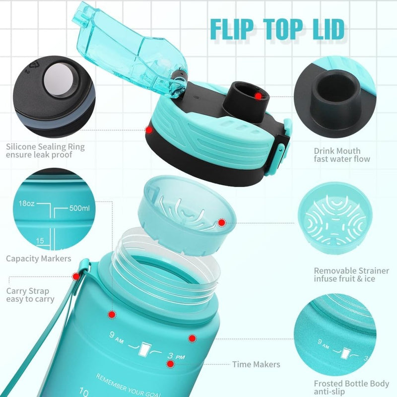 Laad afbeelding in Galerijviewer, 💧 Blijf gehydrateerd met deze BPA - vrije sportfles met tijdmarkering! - happygetfit.com
