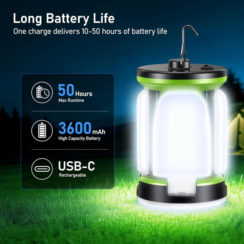 Laad afbeelding in Galerijviewer, Blukar Rechargeable Camping Lantern,Super Bright LED Camping Lights Lamp - 7 Light Modes 60 LEDs Tent Light 10+ Hrs Runtime for Hurricane,Power Outages,Emergency,Home, Camping and More - happygetfit.com
