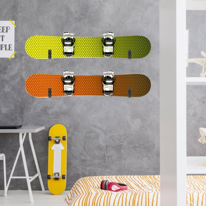 Laden Sie das Bild in Galerie -Viewer, Board wandhouders 2 paar van metaal zwart tot 25 kg – skateboard snowboard longboard wandhaken - happygetfit.com
