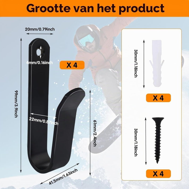 Load image into Gallery viewer, Board wandhouders 4 stuks van metaal zwart – horizontale skateboard snowboard longboard houders - happygetfit.com
