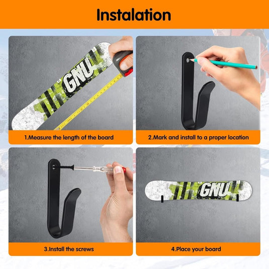 Board wandhouders 4 stuks van metaal zwart – horizontale skateboard snowboard longboard houders - happygetfit.com