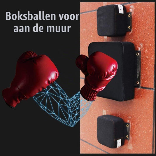 Boks stootkussen voor wandmontage van PU leer met schuimvulling – bokstraining – stoottechniek - happygetfit.com