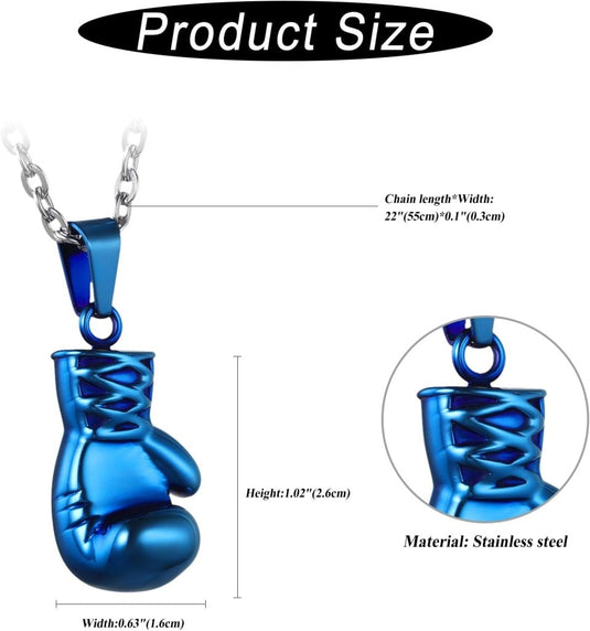 Bokshandschoen ketting van roestvrij staal met hanger en karabijnsluiting – bokssieraden – sportketting - happygetfit.com
