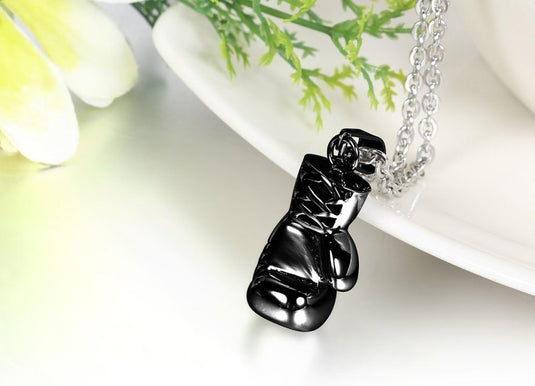 Bokshandschoen ketting van roestvrij staal met hanger en karabijnsluiting – bokssieraden – sportketting - happygetfit.com