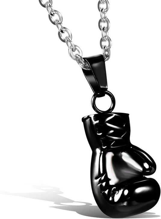 Bokshandschoen ketting van roestvrij staal met hanger en karabijnsluiting – bokssieraden – sportketting - happygetfit.com