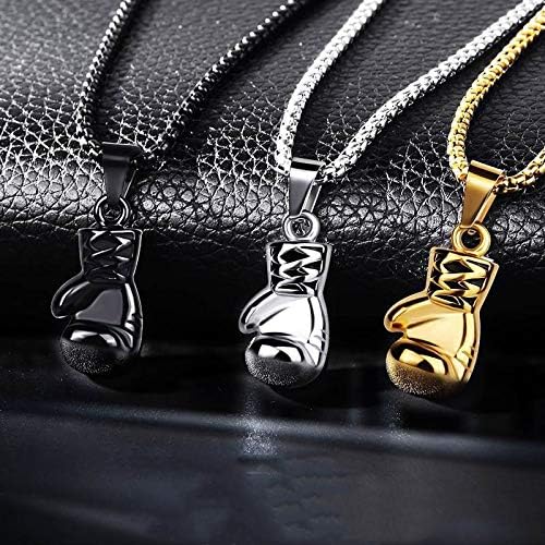 Bokshandschoen ketting van roestvrij staal met hanger en karabijnsluiting – bokssieraden – sportketting - happygetfit.com