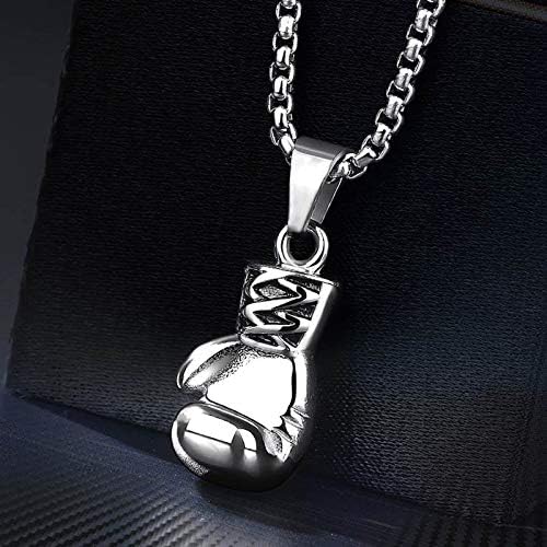 Załaduj obraz do przeglądarki galerii, Bokshandschoen ketting van roestvrij staal met hanger en karabijnsluiting – bokssieraden – sportketting - happygetfit.com
