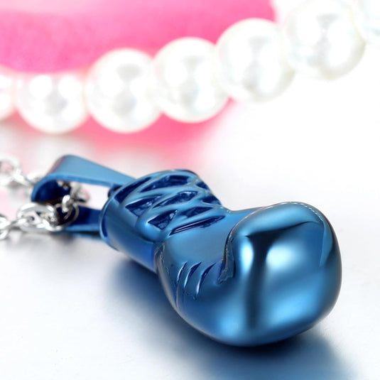 Bokshandschoen ketting van roestvrij staal met hanger en karabijnsluiting – bokssieraden – sportketting - happygetfit.com