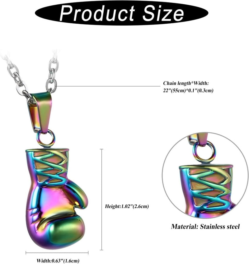 Załaduj obraz do przeglądarki galerii, Bokshandschoen ketting van roestvrij staal met hanger en karabijnsluiting – bokssieraden – sportketting - happygetfit.com
