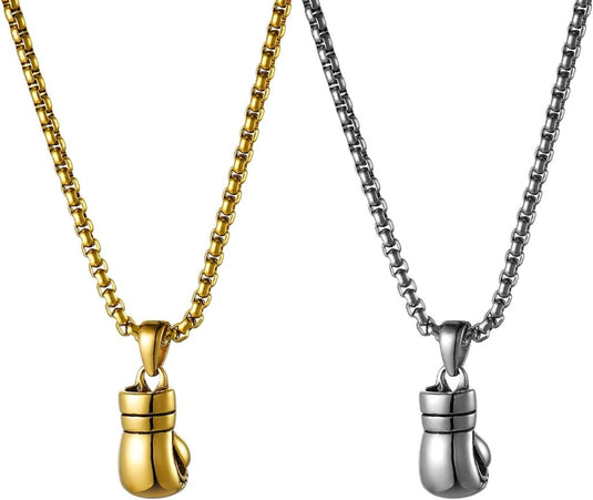 Bokshandschoen ketting van roestvrij staal met hanger en karabijnsluiting – bokssieraden – sportketting - happygetfit.com