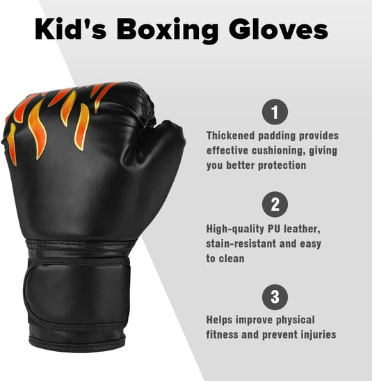 Bokshandschoenen kinderen 6 oz van kunstleer met schokabsorberende schuimvulling voor boksen en kickboksen – junior bokshandschoenen – vechtsporttraining - happygetfit.com
