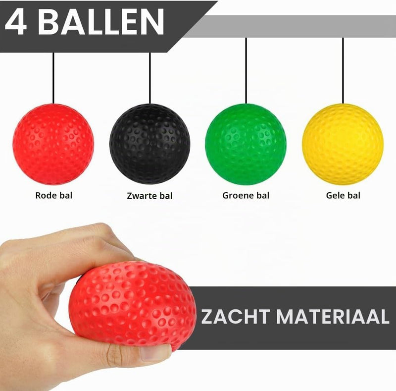 Laad afbeelding in Galerijviewer, Boksreflexbal set met 4 trainingsballen en 2 verstelbare hoofdbanden – reactietraining – bokscoördinatie - happygetfit.com
