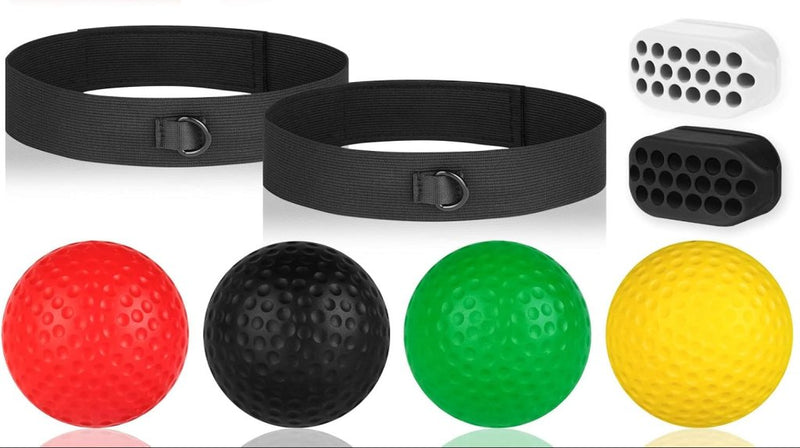 Laad afbeelding in Galerijviewer, Boksreflexbal set met 4 trainingsballen en 2 verstelbare hoofdbanden – reactietraining – bokscoördinatie - happygetfit.com

