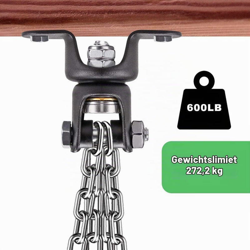 Laden Sie das Bild in Galerie -Viewer, Bokszak ophangset met 360 graden draaibare plafondbeugel en 4 kettingen – bokszakbevestiging – boksaccessoires - happygetfit.com
