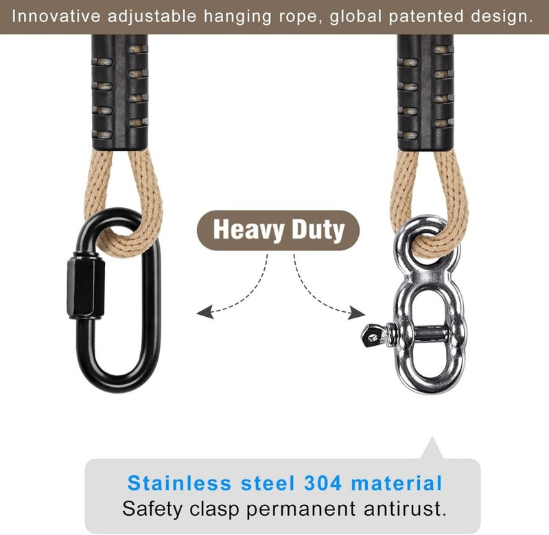 Chargez l'image dans la visionneuse de la galerie, Boomschommel ophangtouw 101,6 cm – verstelbaar met rvs gesp – voor schommel, hangmat en hangstoel – beige - happygetfit.com
