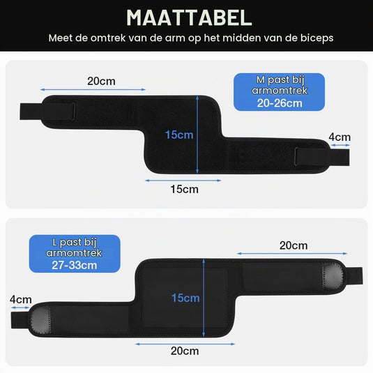 Bovenarmbandage met verstelbare compressie en dubbele klittenbandsluiting voor biceps en triceps – armcompressie – spierondersteuning - happygetfit.com