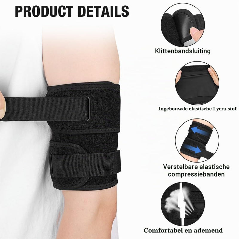 Charger l’image dans la visionneuse de galerie, Bovenarmbandage met verstelbare compressie en dubbele klittenbandsluiting voor biceps en triceps – armcompressie – spierondersteuning - happygetfit.com
