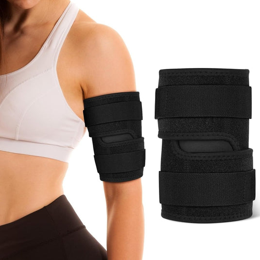 Bovenarmbandage met verstelbare compressie en dubbele klittenbandsluiting voor biceps en triceps – armcompressie – spierondersteuning - happygetfit.com
