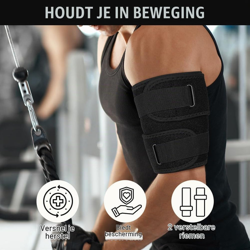 Charger l’image dans la visionneuse de galerie, Bovenarmbandage met verstelbare compressie en dubbele klittenbandsluiting voor biceps en triceps – armcompressie – spierondersteuning - happygetfit.com
