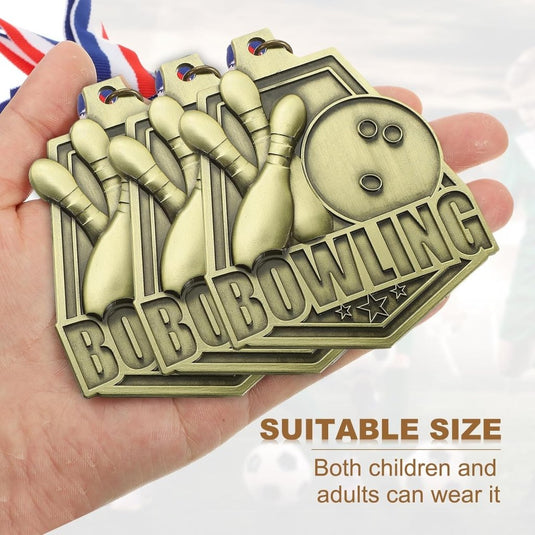 Bowling medaille goud met rood-wit-blauw neklint – sportmedaille – prijs en trofee - happygetfit.com