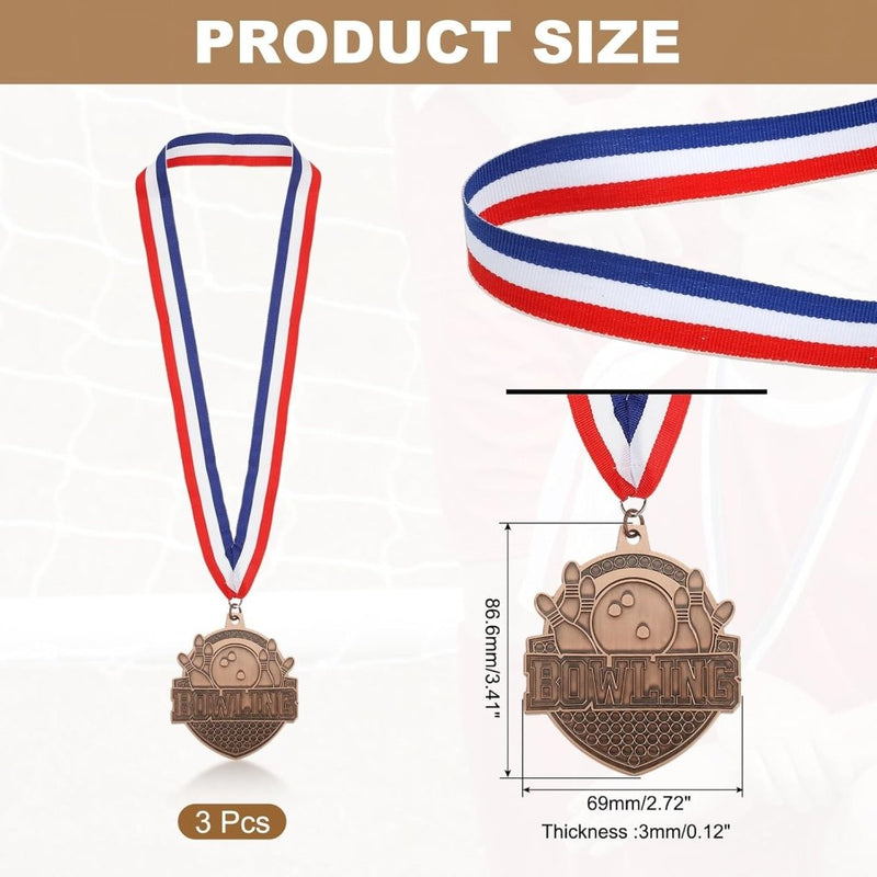Laad afbeelding in Galerijviewer, Bowling medailles 3 stuks goud zilver brons met neklinten – sportmedailles – prijzen en trofeeën - happygetfit.com
