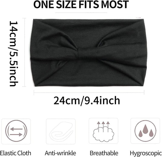 Brede haarbanden dames 4 stuks van elastisch polyester met strikontwerp voor yoga fitness en dagelijks gebruik – tulbandhaarbanden – sporthoofdbanden - happygetfit.com
