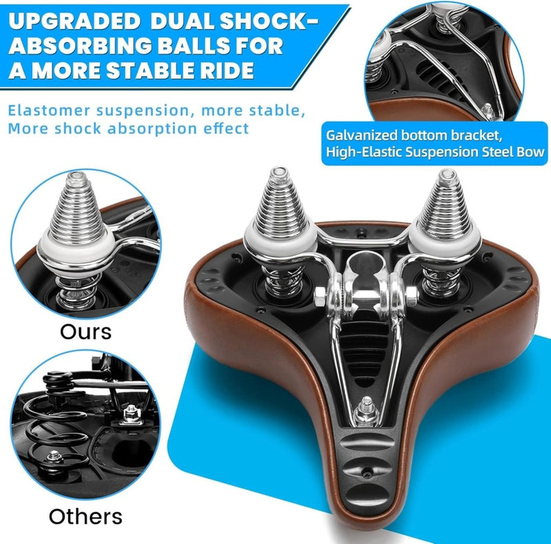 Chargez l'image dans la visionneuse de la galerie, Breed comfortabel fietszadel bruin met dubbele vering - happygetfit.com
