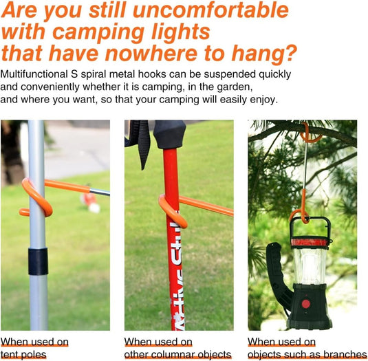 Buachois 3-delige buiten campingtent haak hanger multifunctionele camping lantaarn houder S-vormige lantaarnhaak hanger tweerichtings universele haak voor buiten camping vissen reizen avontuur (rood) - happygetfit.com
