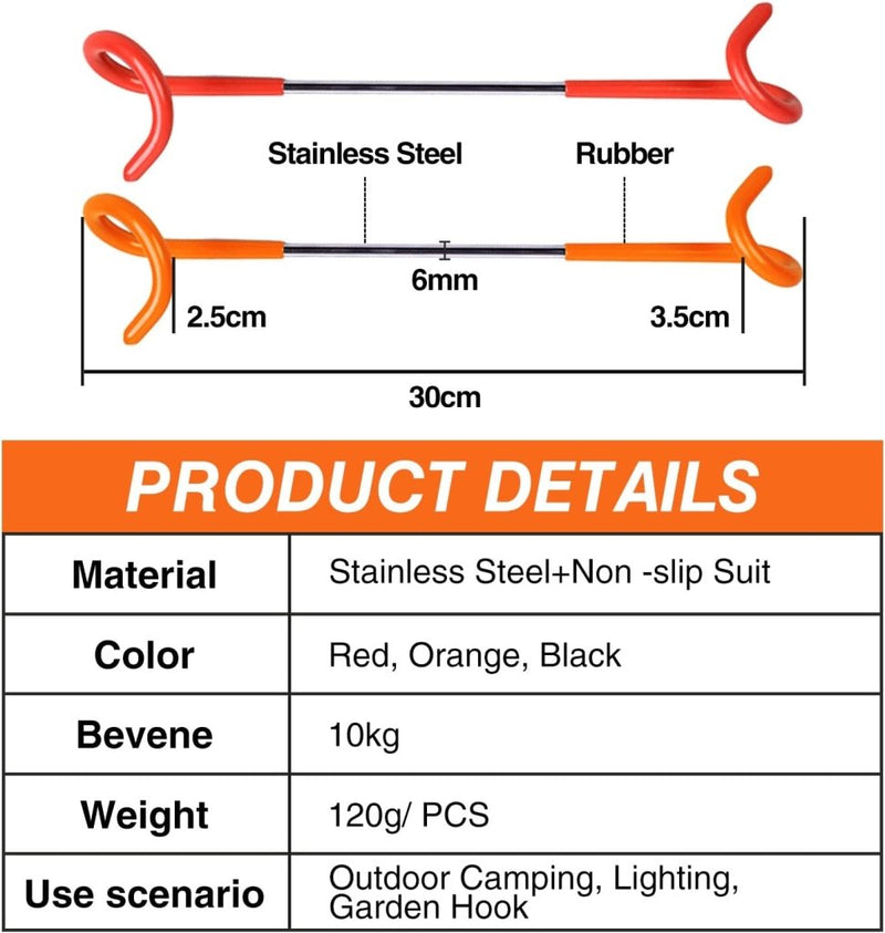 Load image into Gallery viewer, Buachois 3-delige buiten campingtent haak hanger multifunctionele camping lantaarn houder S-vormige lantaarnhaak hanger tweerichtings universele haak voor buiten camping vissen reizen avontuur (rood) - happygetfit.com
