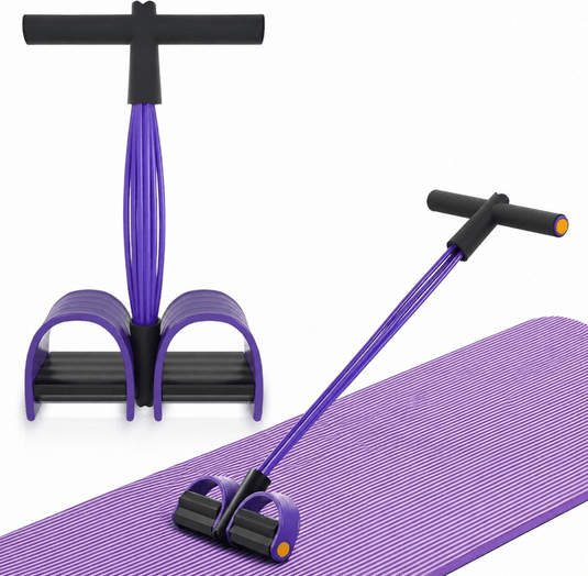 Buiktrainer met weerstandsbanden en voetpedalen - happygetfit.com