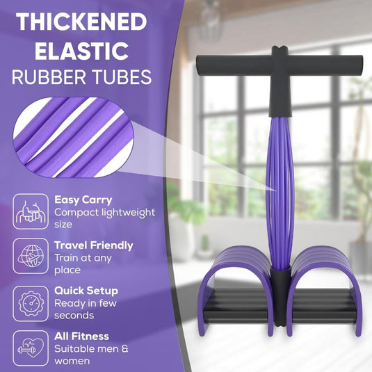 Buiktrainer, sit-up trainingsapparaat, bodybuilding, expander, full-body trainer voor thuis, 6 tubes, elastisch trekkoord, multifunctionele been-oefenaar voor fitness, afvallen, training, yoga - happygetfit.com