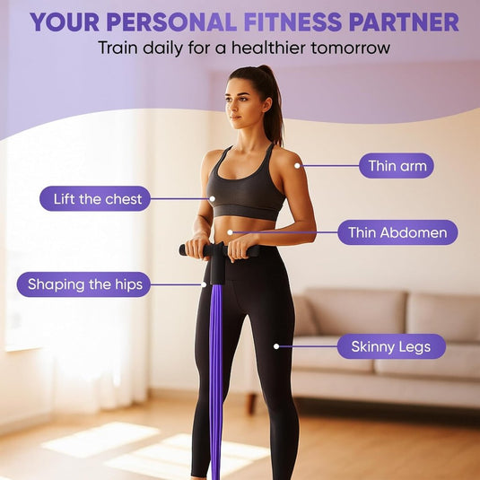 Buiktrainer, sit-up trainingsapparaat, bodybuilding, expander, full-body trainer voor thuis, 6 tubes, elastisch trekkoord, multifunctionele been-oefenaar voor fitness, afvallen, training, yoga - happygetfit.com