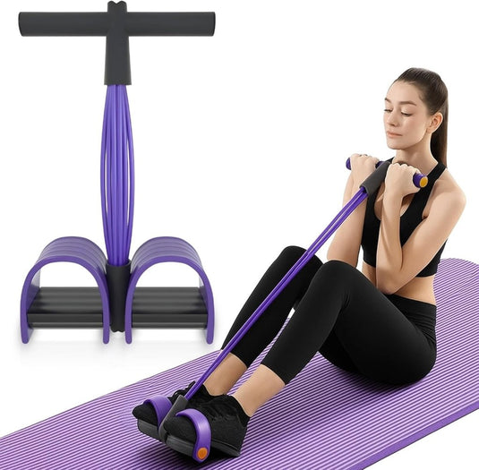 Buiktrainer, sit-up trainingsapparaat, bodybuilding, expander, full-body trainer voor thuis, 6 tubes, elastisch trekkoord, multifunctionele been-oefenaar voor fitness, afvallen, training, yoga - happygetfit.com