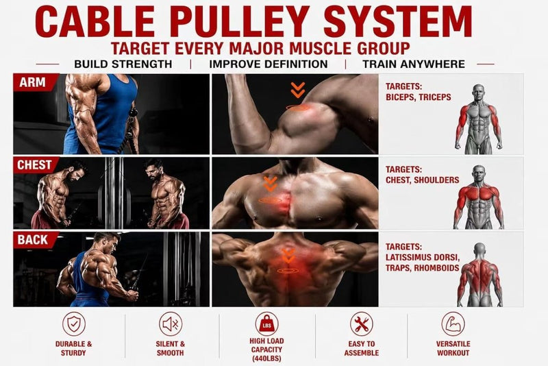 Laad afbeelding in Galerijviewer, Cable Pulley System Home Gym, LAT Pull Down Weight Pulley System Gym Fitness DIY Loading Pin Weight Lifting Triceps Rope Workout Adjustable Length Pulley Cable Machine Attachments for Home Gym - happygetfit.com
