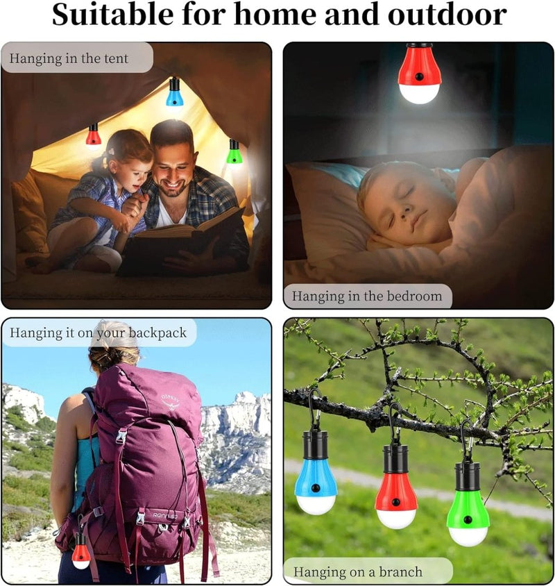 Laad afbeelding in Galerijviewer, Camping Lamp, 4 x LED Camping Lantaarn Batterij-aangedreven Camping Lamp Draagbare Tent Licht Waterdicht Noodverlichting voor Camping - happygetfit.com
