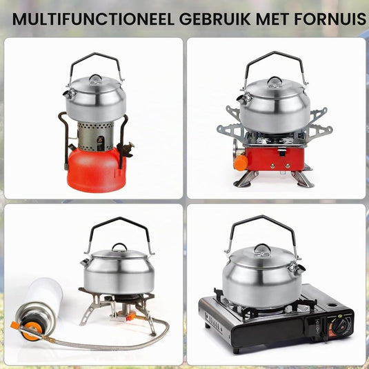 Camping waterketel 1 liter van 304 roestvrij staal met inklapbare handgreep voor thee koffie en buiten koken – kampeerketel – outdoor kookgerei - happygetfit.com