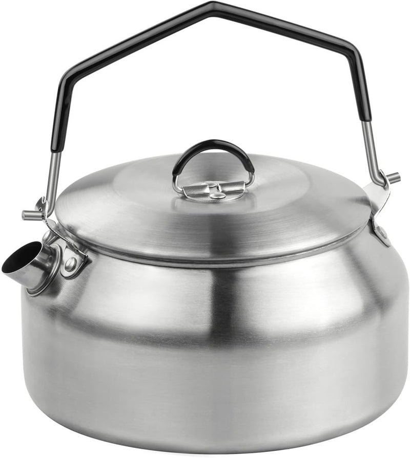 Załaduj obraz w przeglądarce galerii, Camping waterketel 1 liter van 304 roestvrij staal met inklapbare handgreep voor thee koffie en buiten koken – kampeerketel – outdoor kookgerei - happygetfit.com
