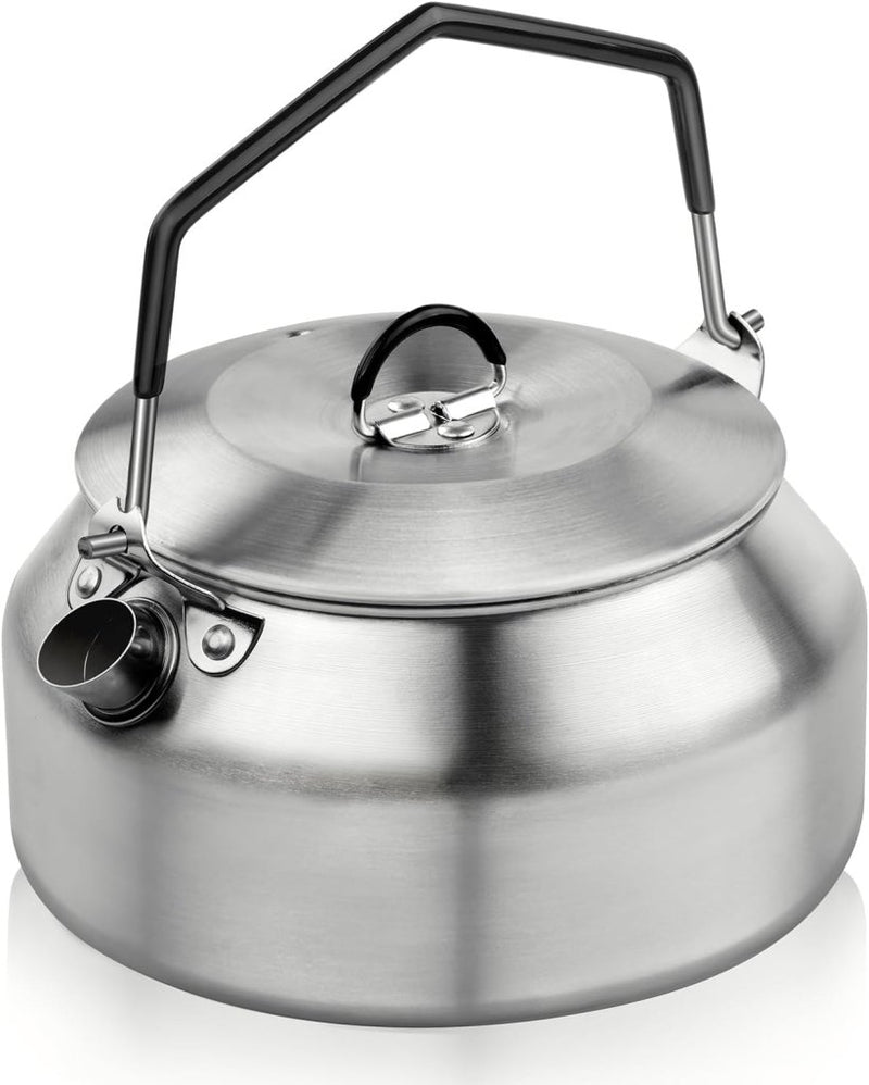 Załaduj obraz w przeglądarce galerii, Camping waterketel 1 liter van 304 roestvrij staal met inklapbare handgreep voor thee koffie en buiten koken – kampeerketel – outdoor kookgerei - happygetfit.com
