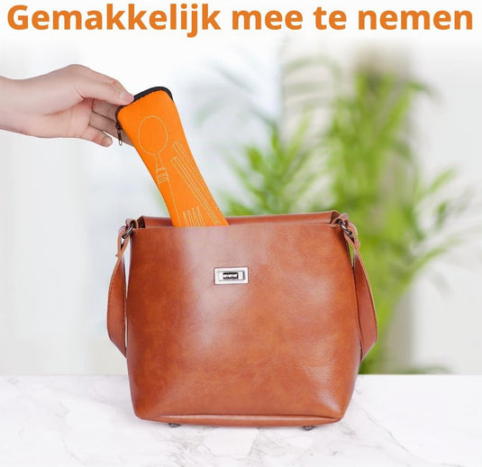 Campingbestek 6-delig van roestvrij staal met vork, lepel en flesopener inclusief opbergtas – reisbestek – picknickaccessoires - happygetfit.com