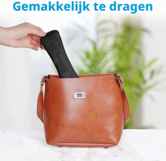 Campingbestek 6-delig van roestvrij staal met vork, lepel en flesopener inclusief opbergtas – reisbestek – picknickaccessoires - happygetfit.com